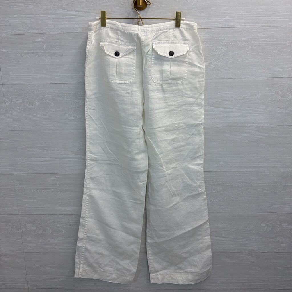 Saks Fifth Avenue White 100% Linen Wide Leg Pants Extra Small