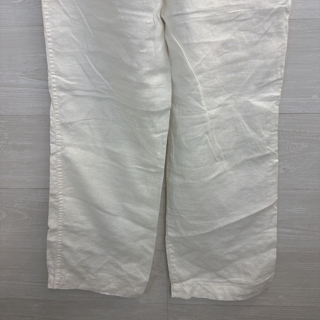 Saks Fifth Avenue White 100% Linen Wide Leg Pants Extra Small