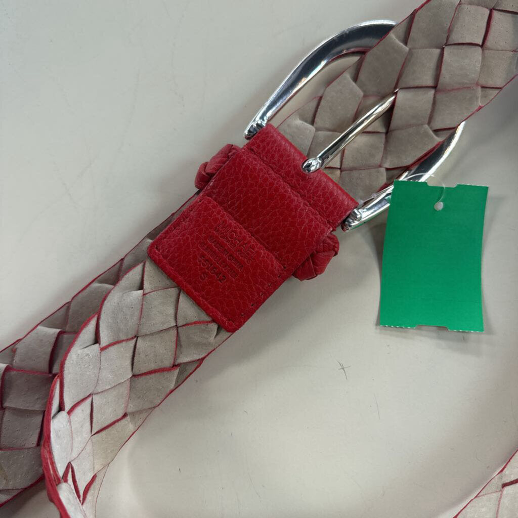 Michael Kors Red Woven Leather Belt Small
