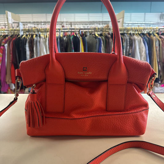 Kate Spade Coral Pebbled Leather Run Around Satchel Purse