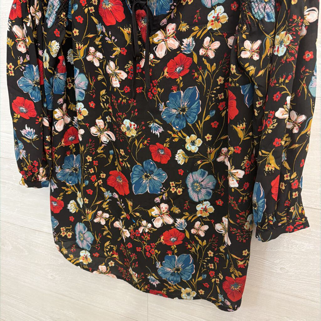 Disney X Lauren Conrad Black/ Multi Floral Print Long Sleeve Top Large