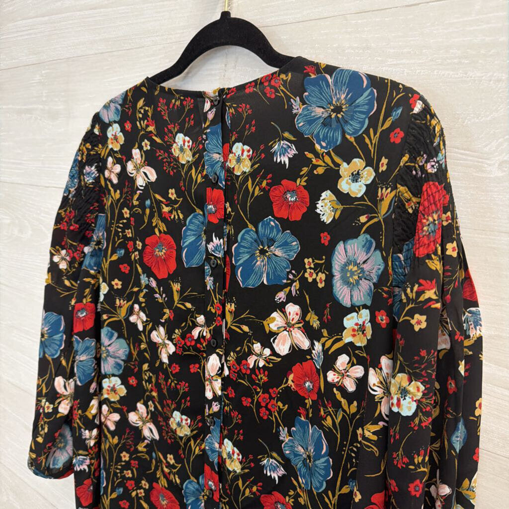 Disney X Lauren Conrad Black/ Multi Floral Print Long Sleeve Top Large