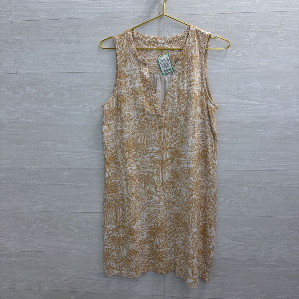 Lilly Pulitzer White/ Brown Print Sleeveless Shift Dress Medium