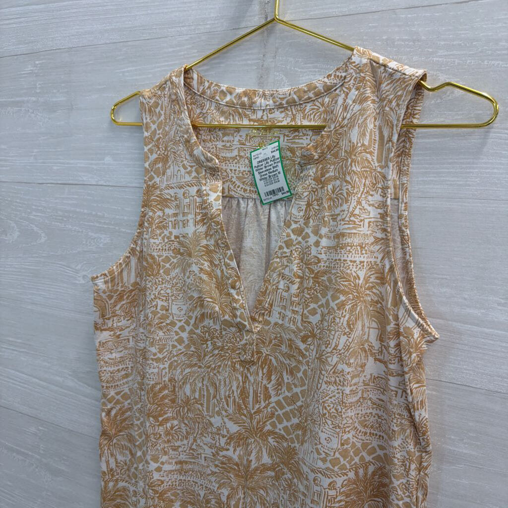 Lilly Pulitzer White/ Brown Print Sleeveless Shift Dress Medium