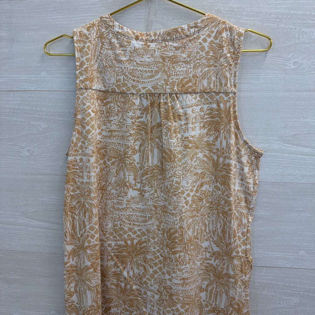 Lilly Pulitzer White/ Brown Print Sleeveless Shift Dress Medium