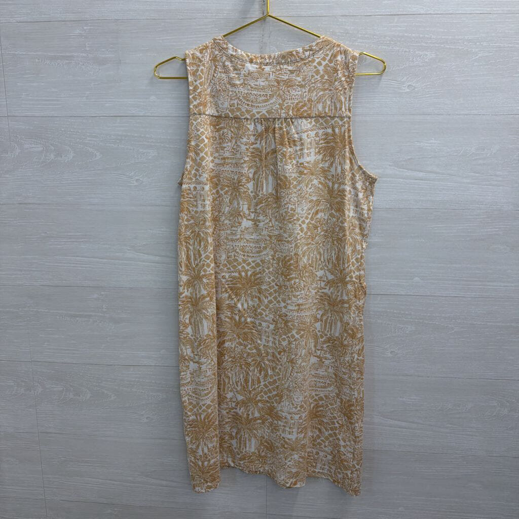 Lilly Pulitzer White/ Brown Print Sleeveless Shift Dress Medium