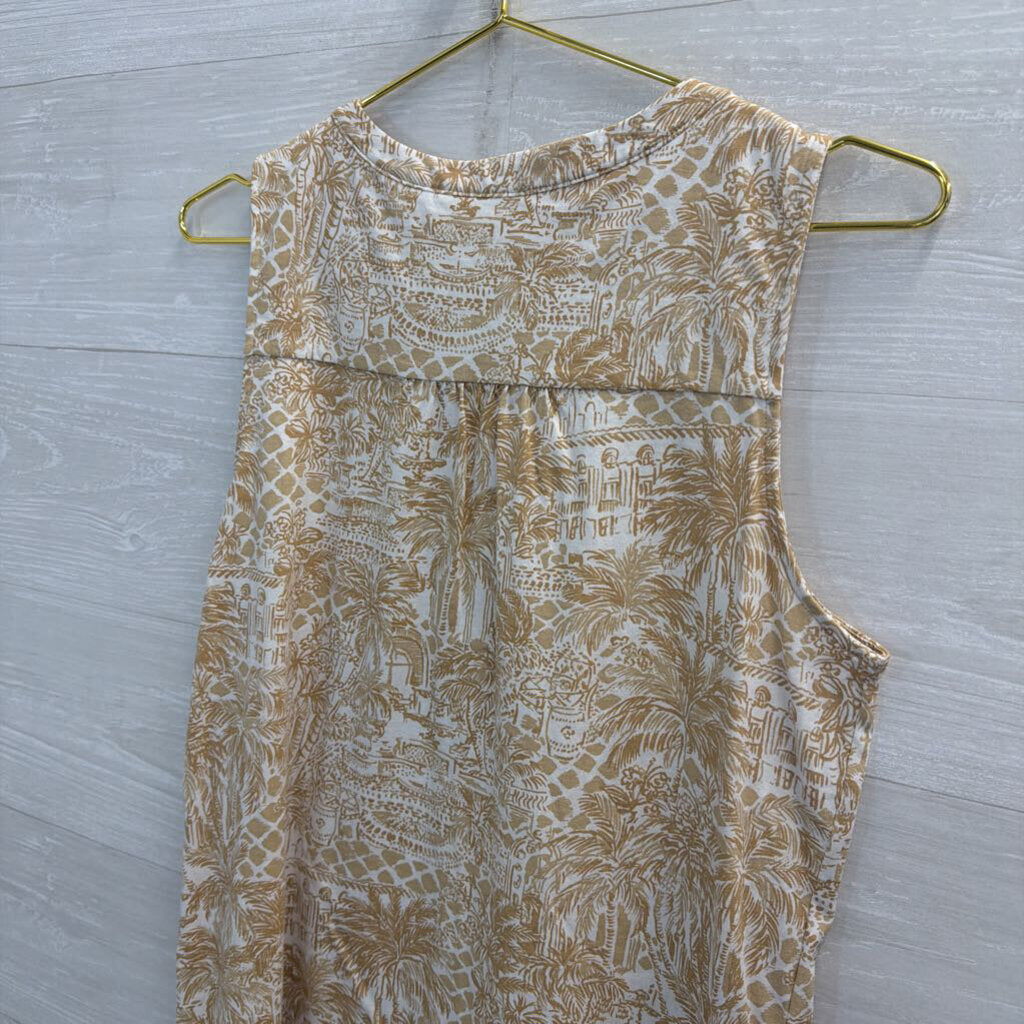 Lilly Pulitzer White/ Brown Print Sleeveless Shift Dress Medium