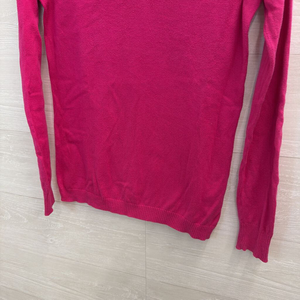 Lacoste Pink Knit V Neck Long Sleeve Sweater Top 40