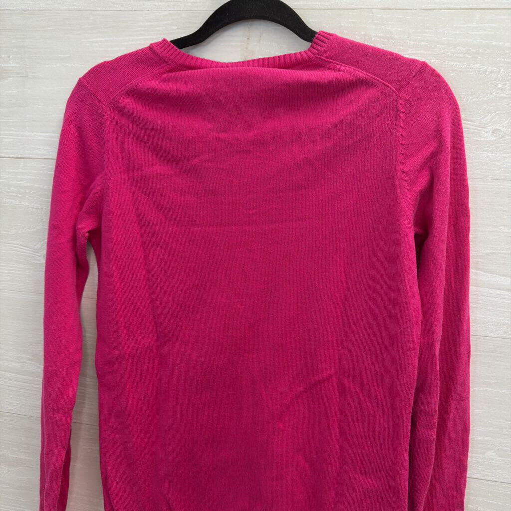 Lacoste Pink Knit V Neck Long Sleeve Sweater Top 40
