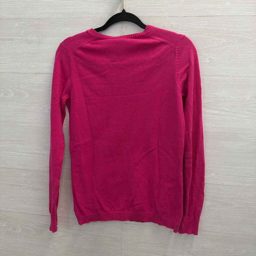 Lacoste Pink Knit V Neck Long Sleeve Sweater Top 40