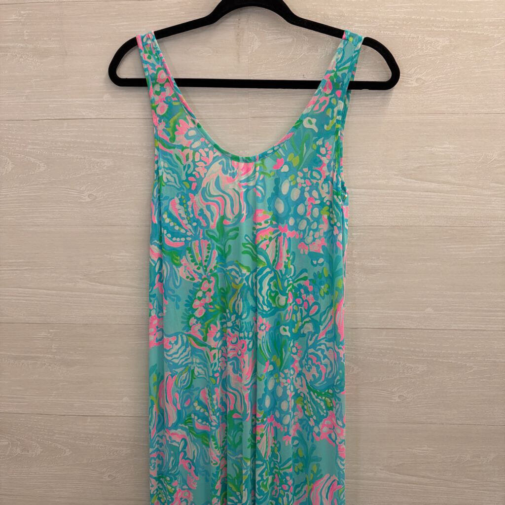 Lilly Pulitzer Blue/ Multi Print Camellia Cover Up Dress Medium