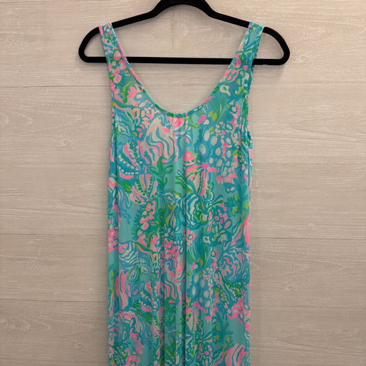 Lilly Pulitzer Blue/ Multi Print Camellia Cover Up Dress Medium