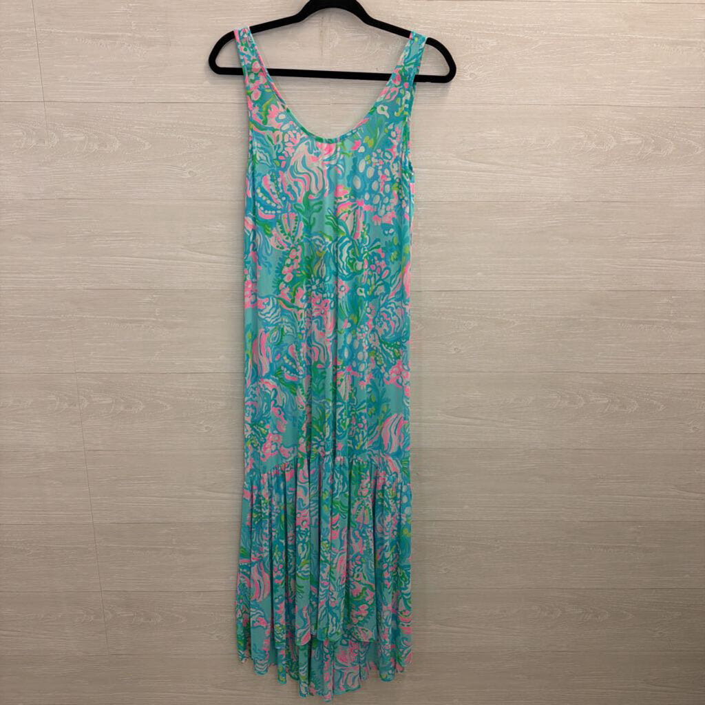 Lilly Pulitzer Blue/ Multi Print Camellia Cover Up Dress Medium