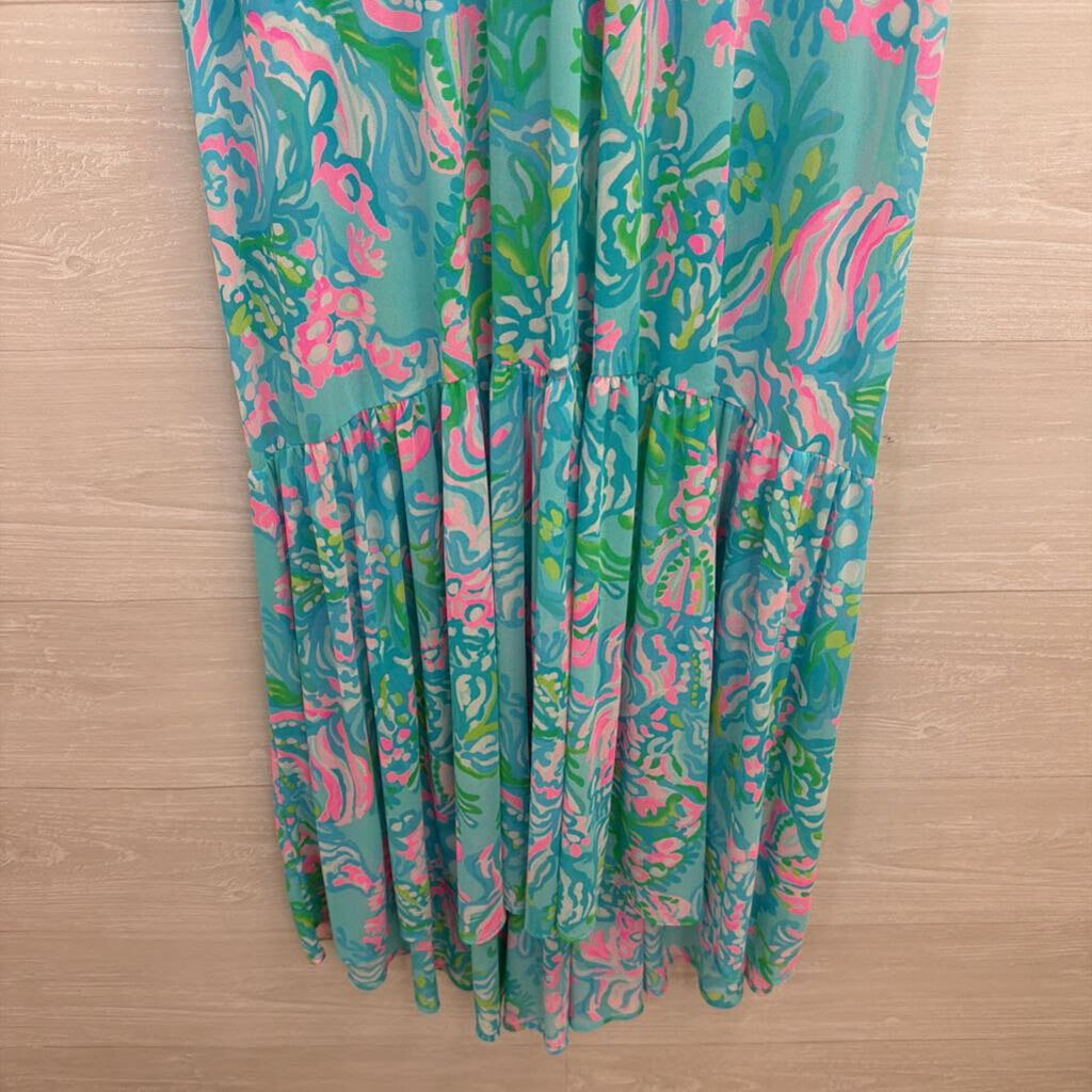 Lilly Pulitzer Blue/ Multi Print Camellia Cover Up Dress Medium