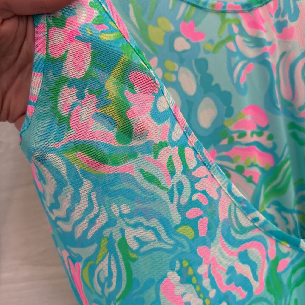 Lilly Pulitzer Blue/ Multi Print Camellia Cover Up Dress Medium