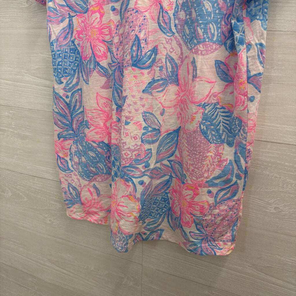 Lilly Pulitzer Pink/ Multi Print Short Sleeve Top Medium