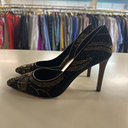Donald J Pliner Black/ Gold Sparkle Embellished Pump Heels 7.5