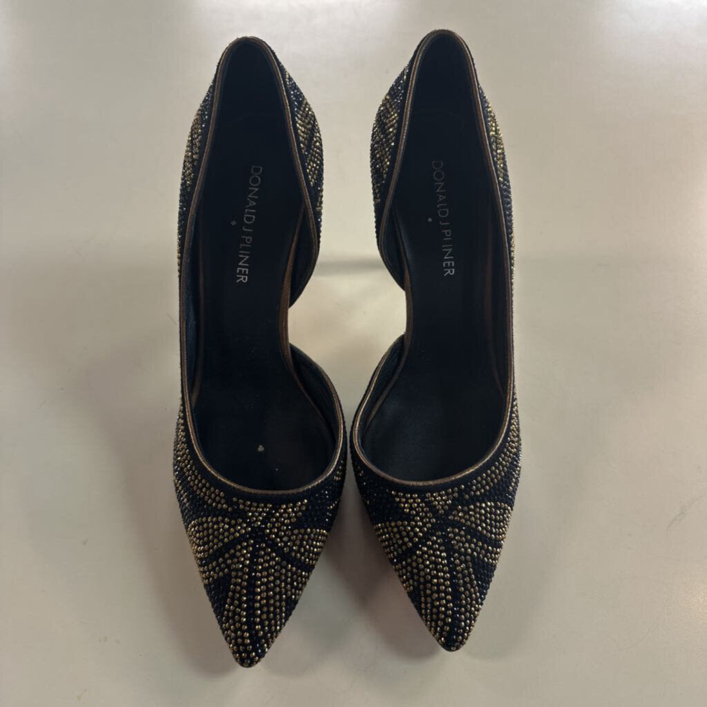 Donald J Pliner Black/ Gold Sparkle Embellished Pump Heels 7.5