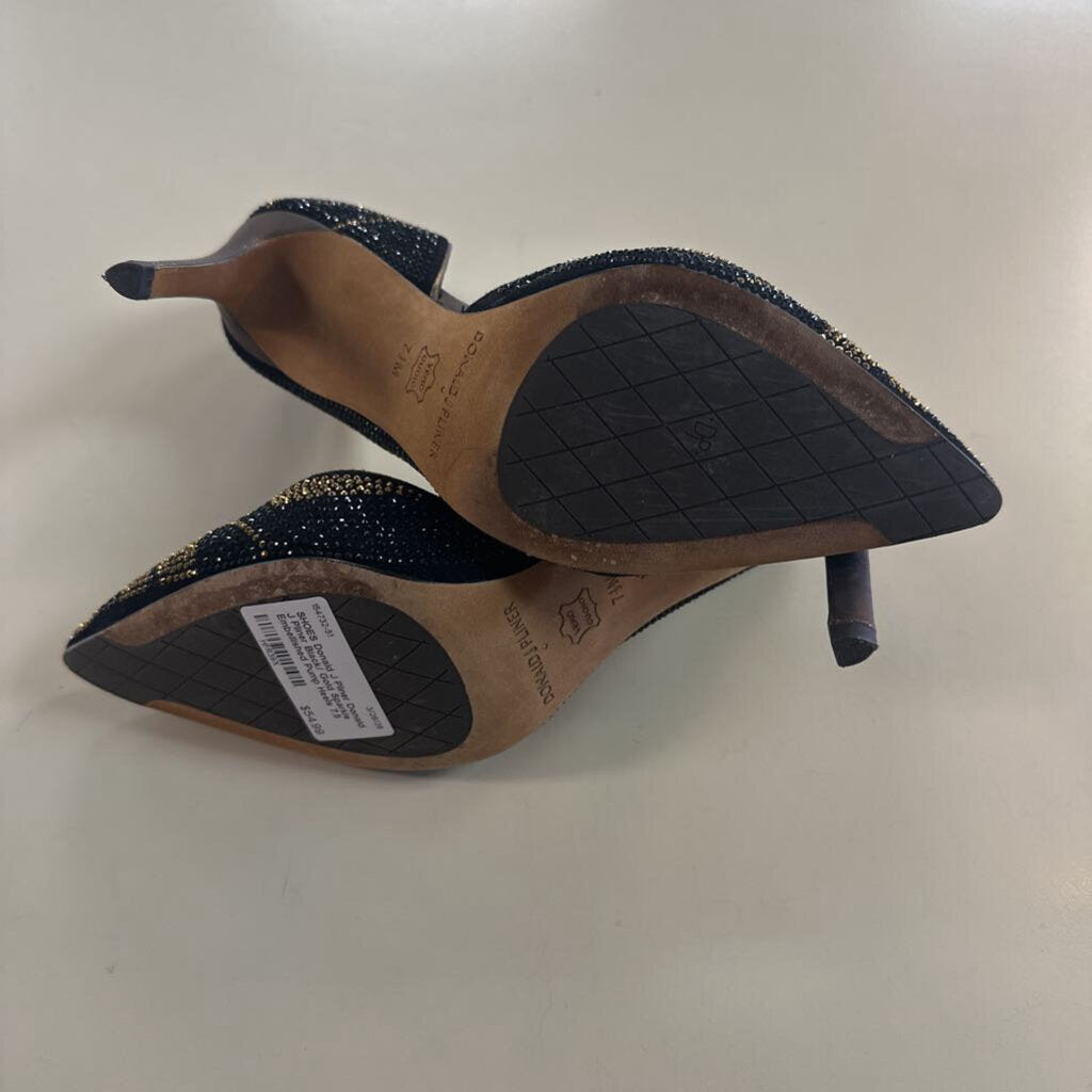 Donald J Pliner Black/ Gold Sparkle Embellished Pump Heels 7.5