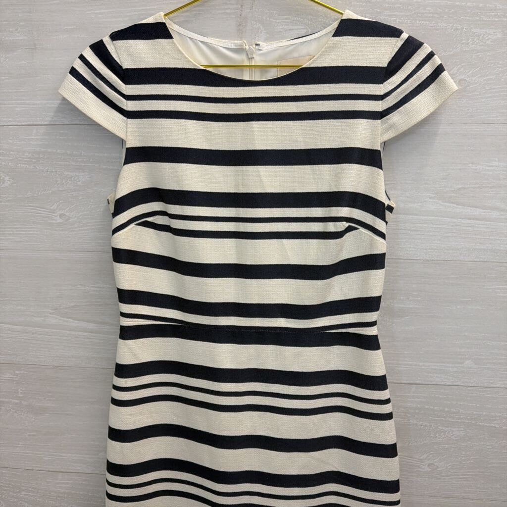J Crew Blue/ White Textured Striped Short Sleeve Structured Dress 2