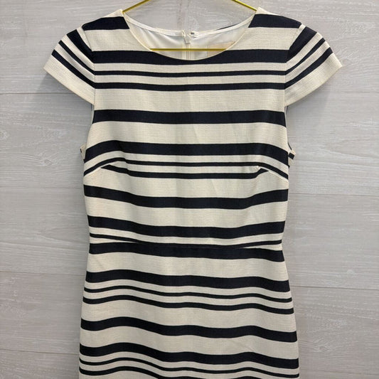 J Crew Blue/ White Textured Striped Short Sleeve Structured Dress 2