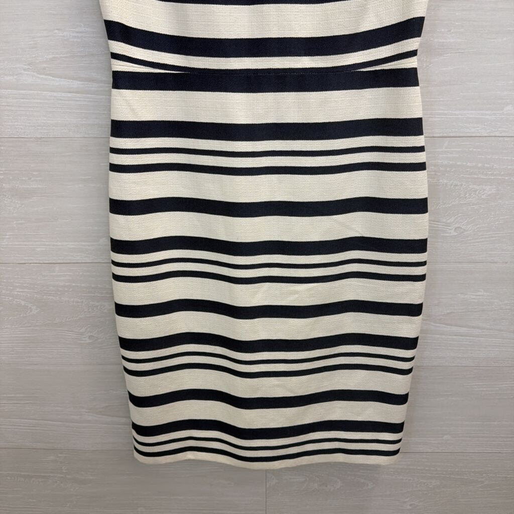 J Crew Blue/ White Textured Striped Short Sleeve Structured Dress 2