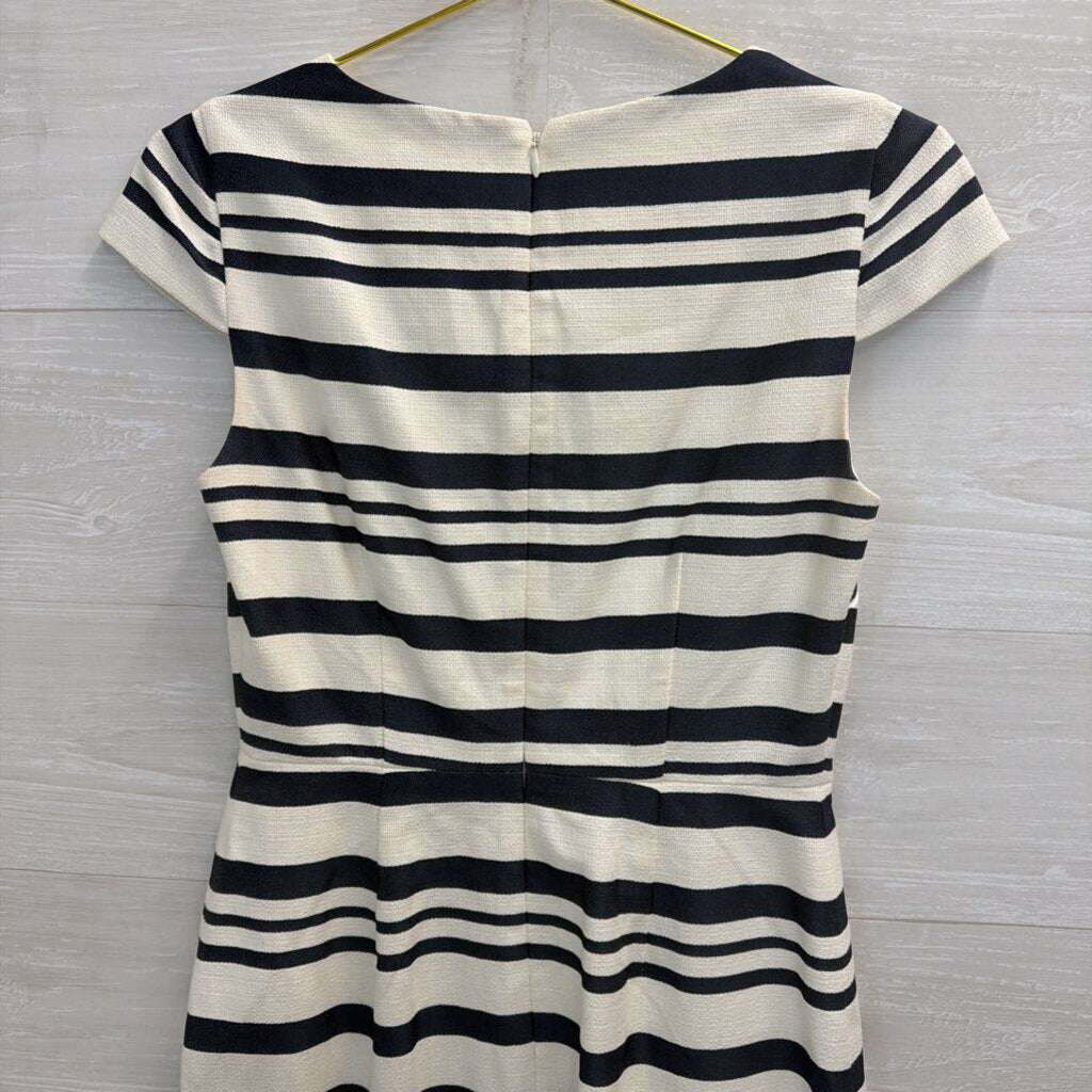 J Crew Blue/ White Textured Striped Short Sleeve Structured Dress 2