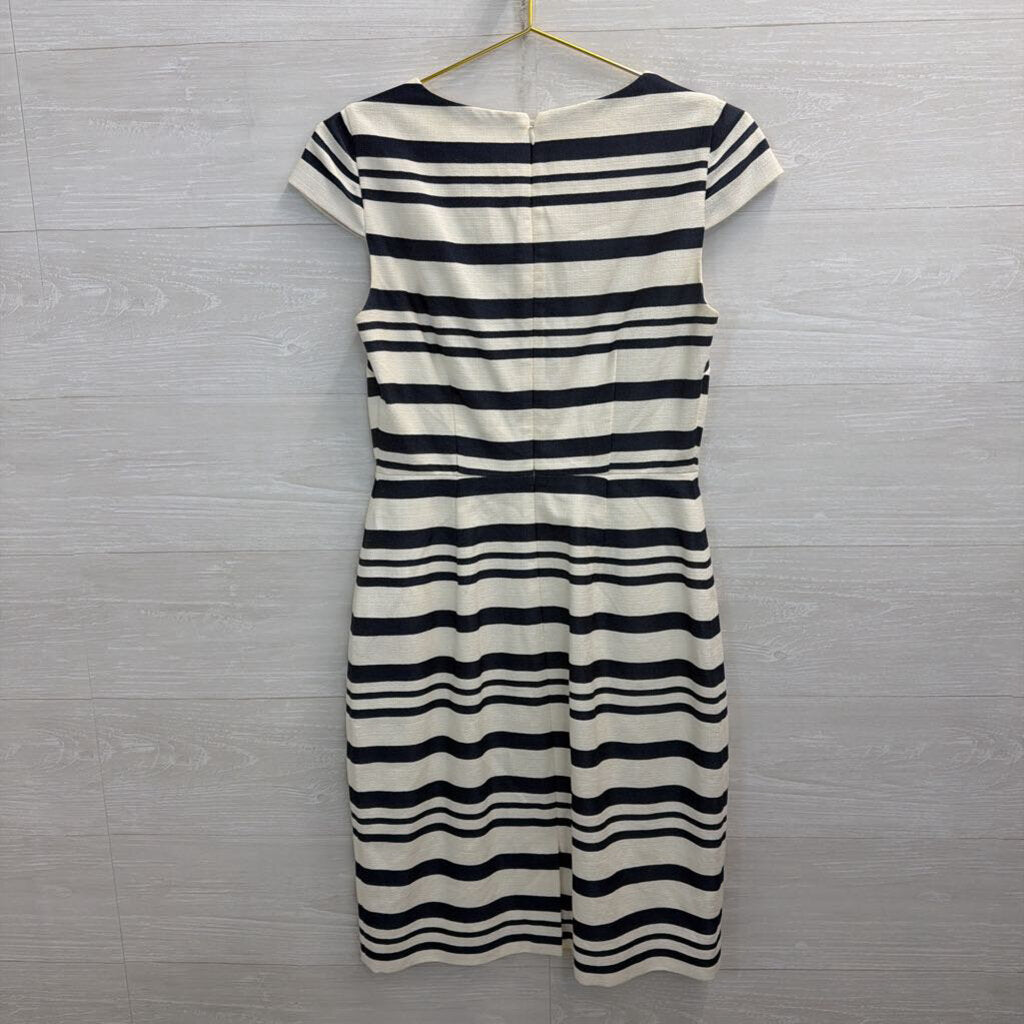 J Crew Blue/ White Textured Striped Short Sleeve Structured Dress 2