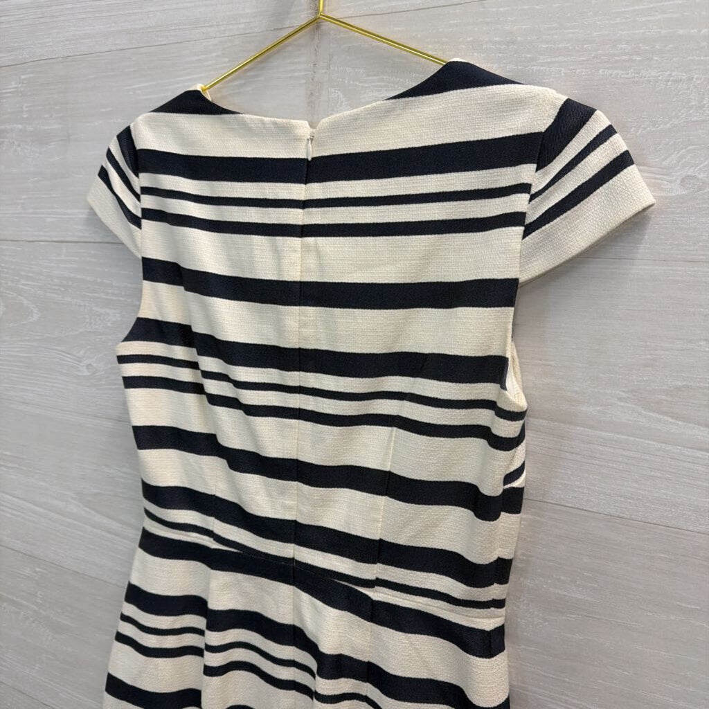 J Crew Blue/ White Textured Striped Short Sleeve Structured Dress 2