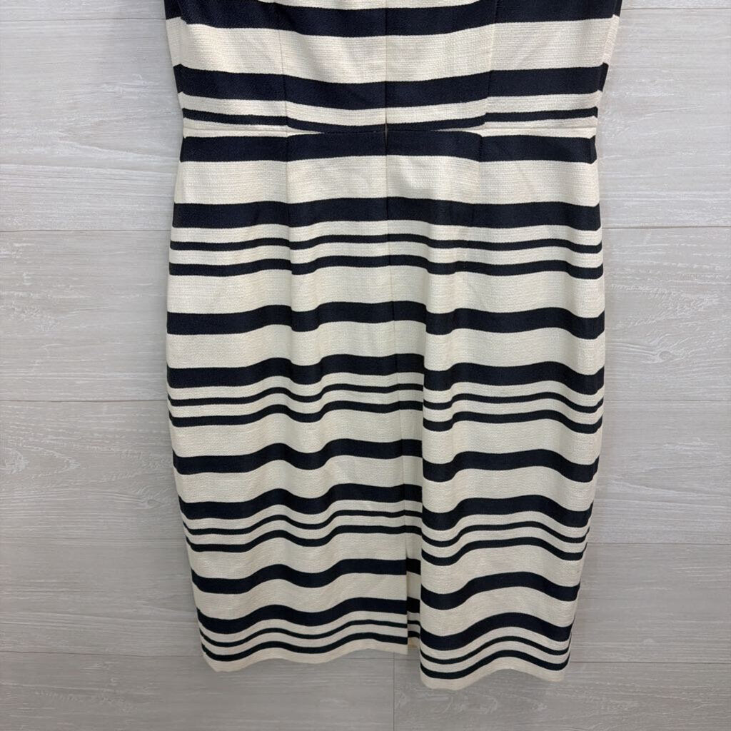 J Crew Blue/ White Textured Striped Short Sleeve Structured Dress 2