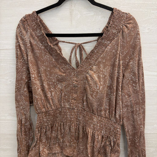 Day Trip Mauve/ White Print Long Sleeve Top Small