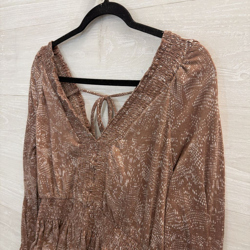 Day Trip Mauve/ White Print Long Sleeve Top Small