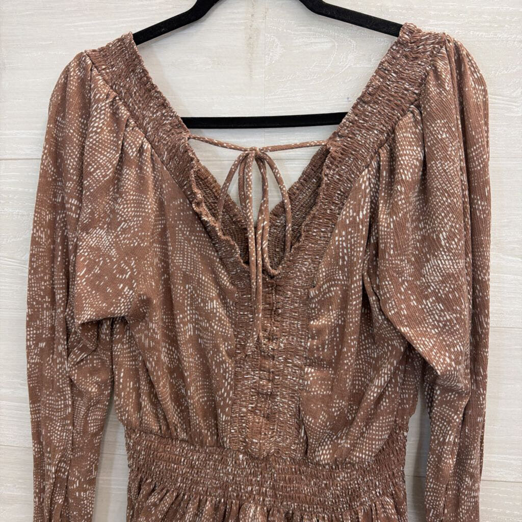 Day Trip Mauve/ White Print Long Sleeve Top Small