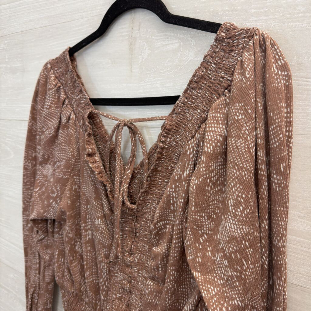 Day Trip Mauve/ White Print Long Sleeve Top Small