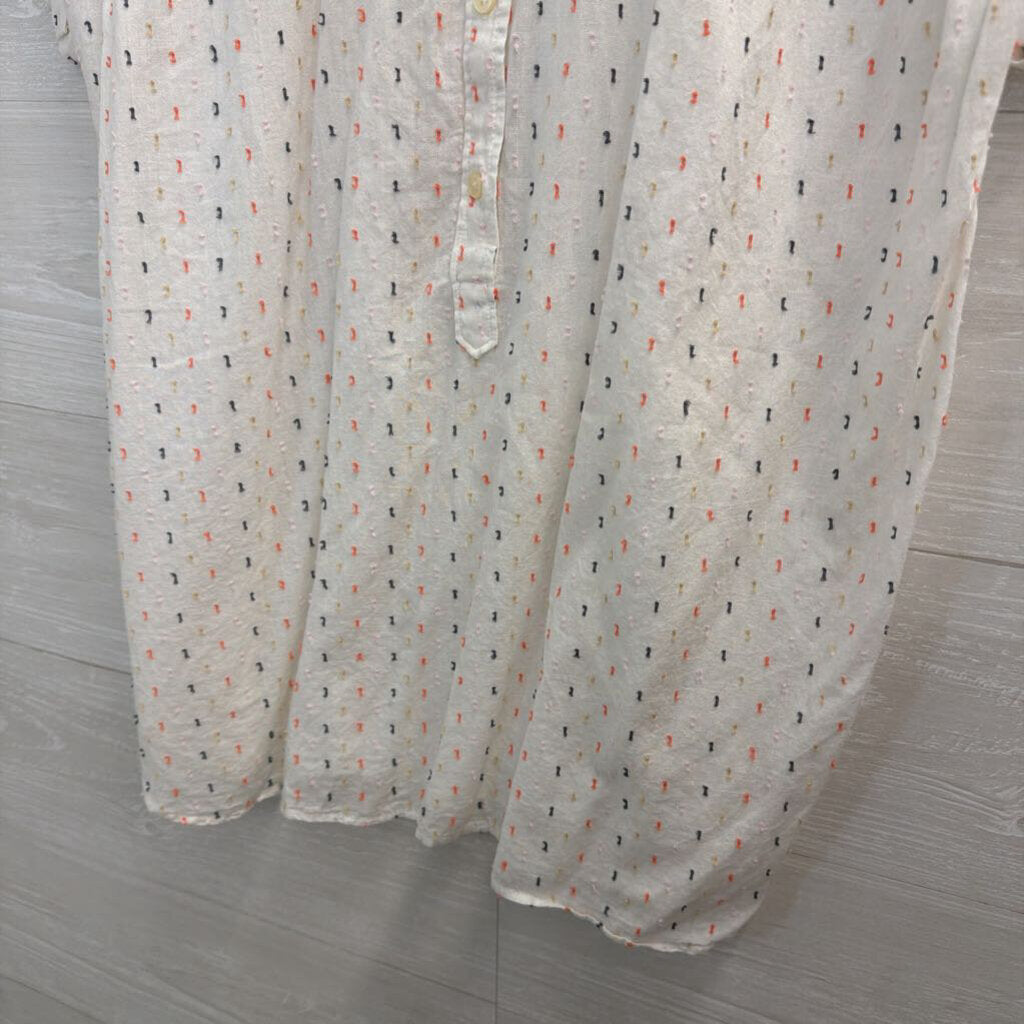 Loft White/ Multi Dot Print Short Sleeve Top Medium