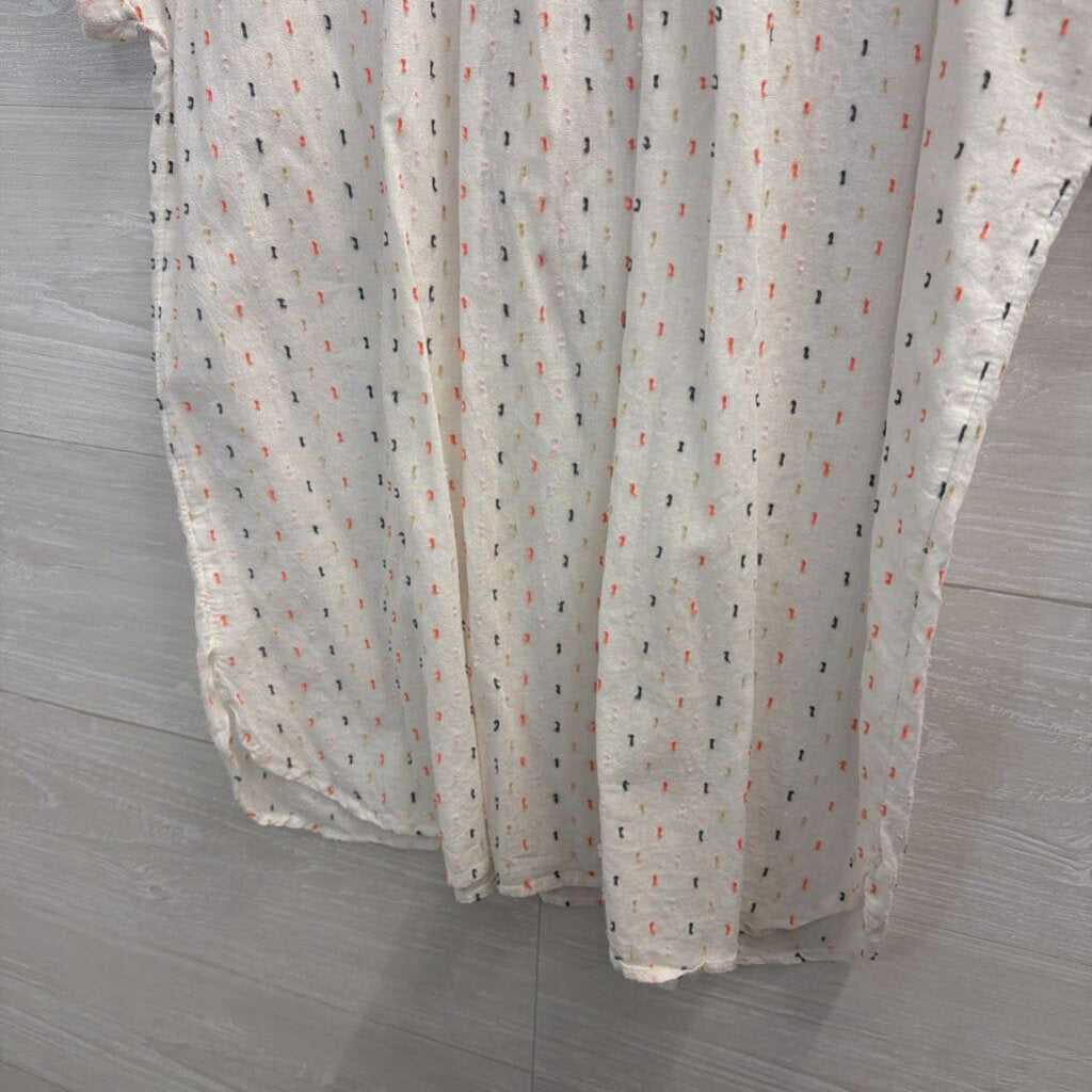 Loft White/ Multi Dot Print Short Sleeve Top Medium