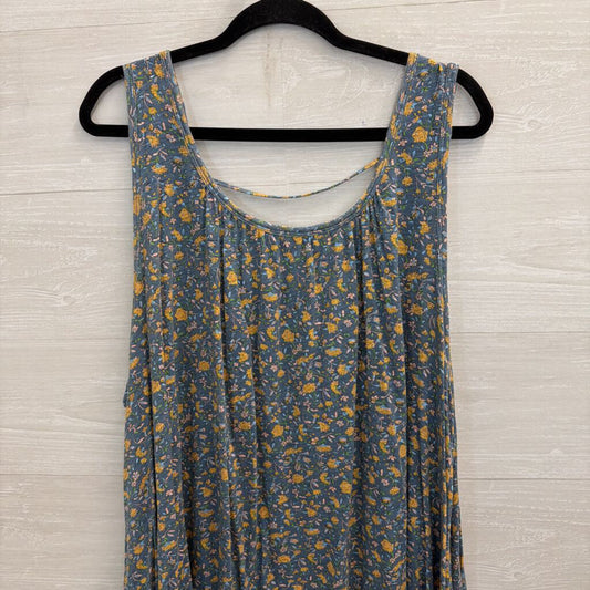Natural Life Blue/ Yellow Floral Print Tank Top Large/ Extra Large