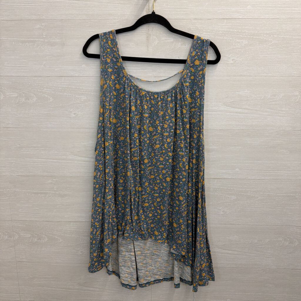 Natural Life Blue/ Yellow Floral Print Tank Top Large/ Extra Large