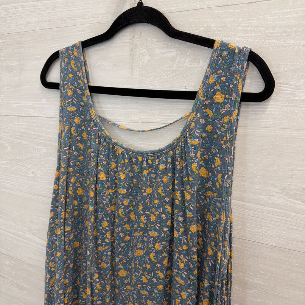 Natural Life Blue/ Yellow Floral Print Tank Top Large/ Extra Large