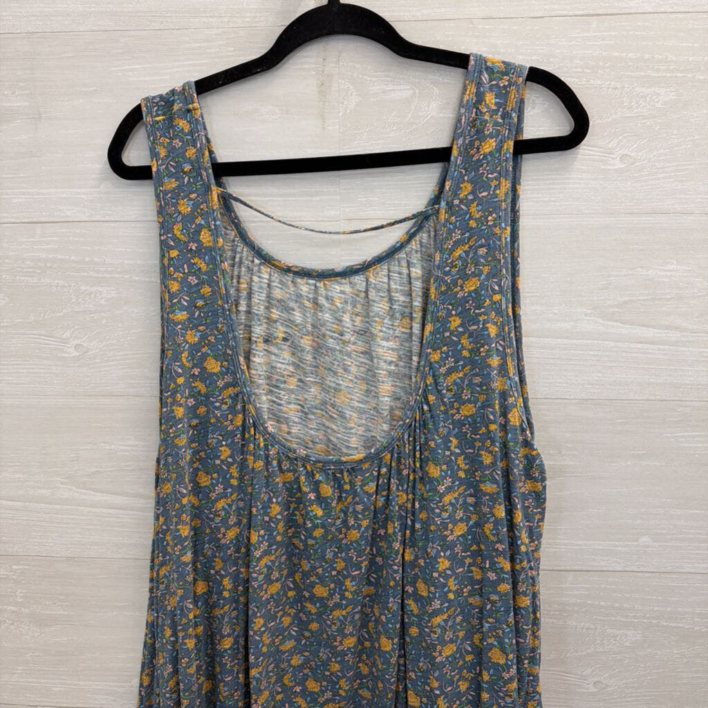 Natural Life Blue/ Yellow Floral Print Tank Top Large/ Extra Large