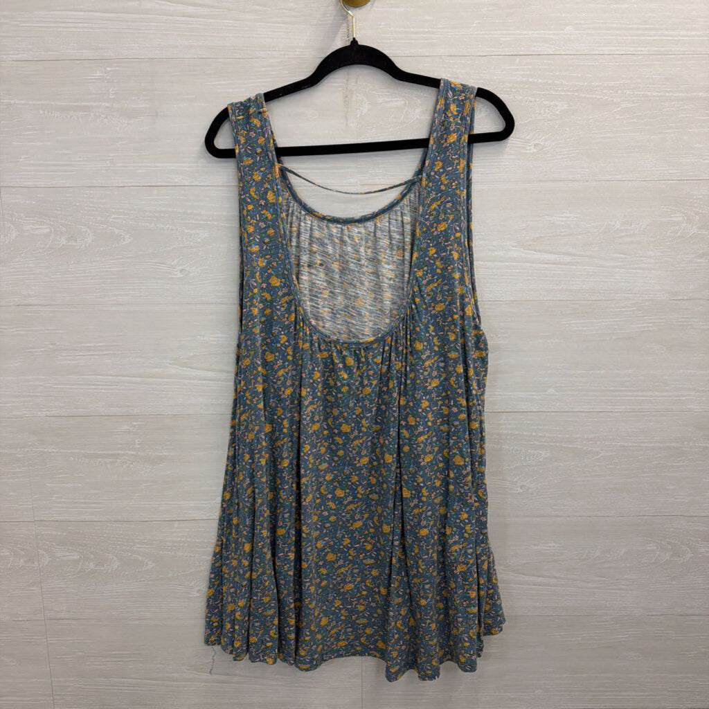 Natural Life Blue/ Yellow Floral Print Tank Top Large/ Extra Large