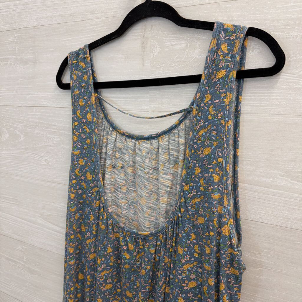 Natural Life Blue/ Yellow Floral Print Tank Top Large/ Extra Large