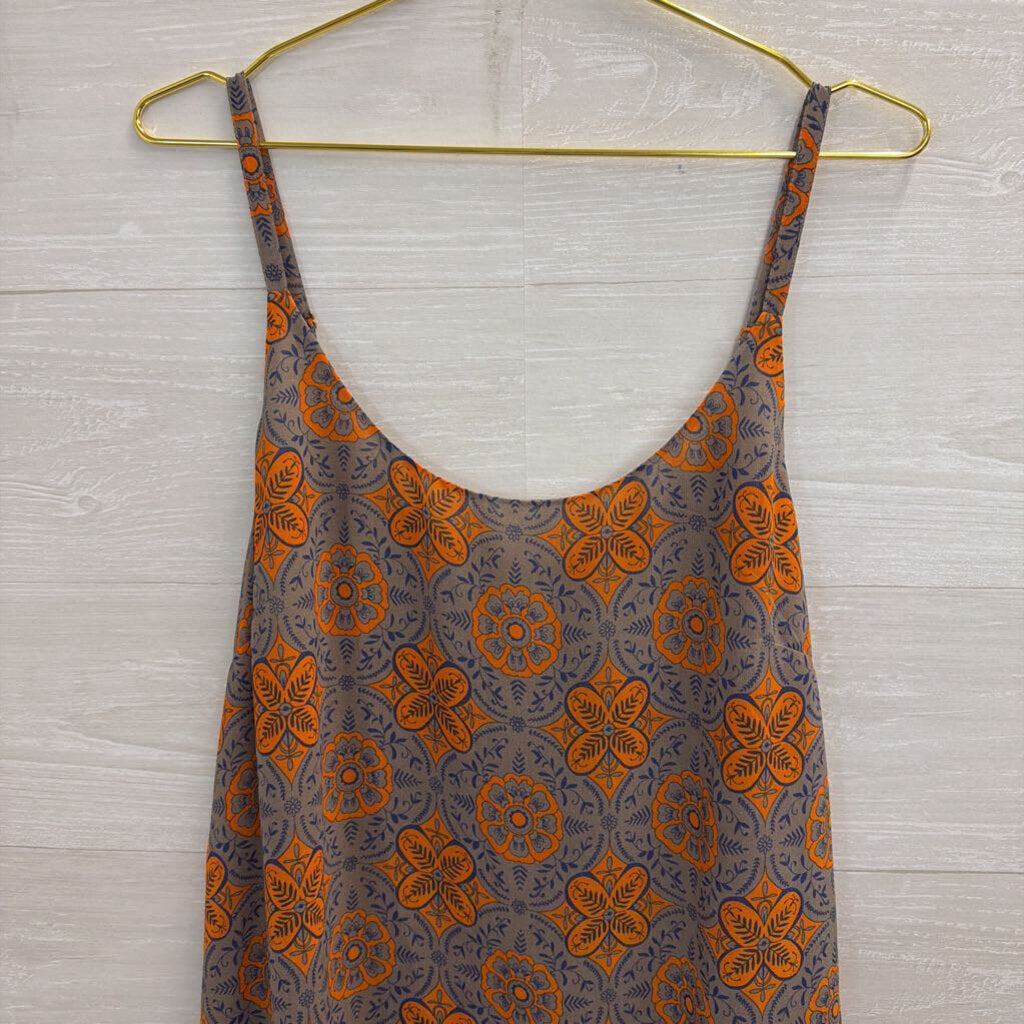 Cabi Grey/ Orange Print Tank Top Large