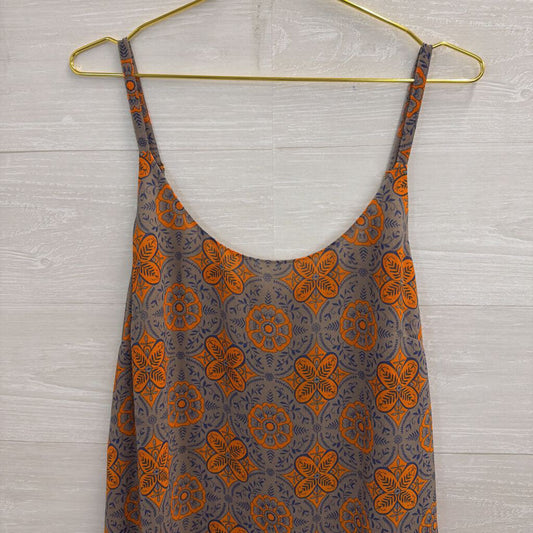 Cabi Grey/ Orange Print Tank Top Large