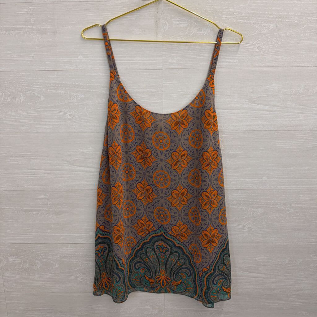 Cabi Grey/ Orange Print Tank Top Large