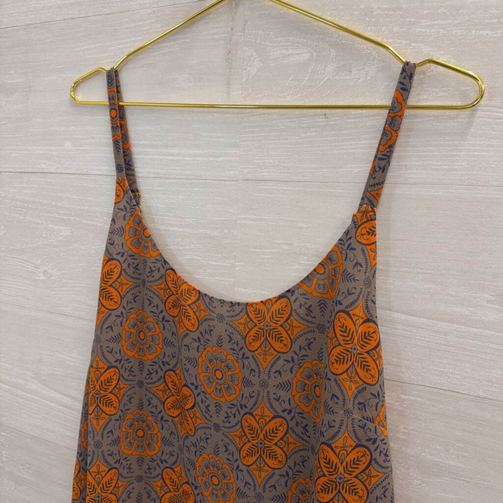Cabi Grey/ Orange Print Tank Top Large