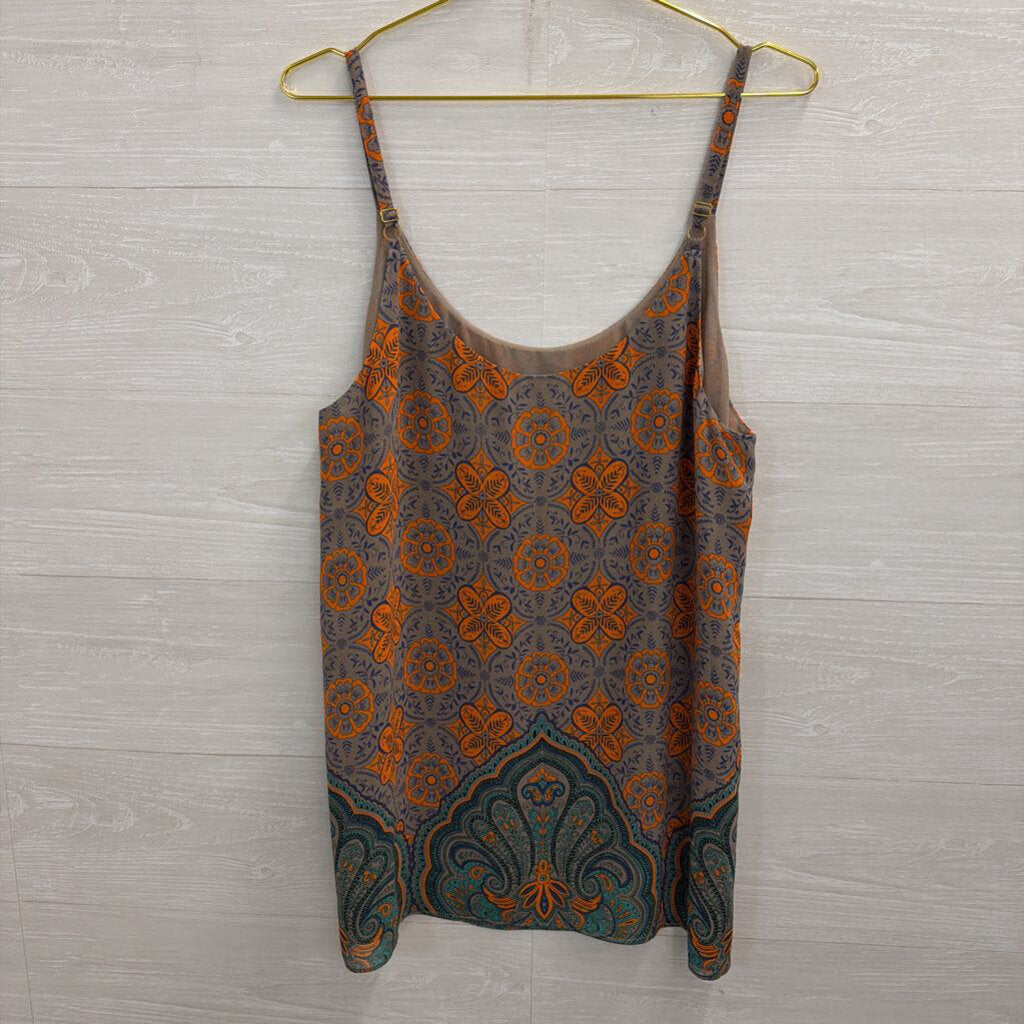 Cabi Grey/ Orange Print Tank Top Large