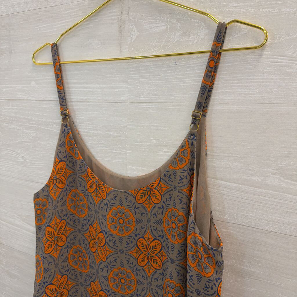 Cabi Grey/ Orange Print Tank Top Large