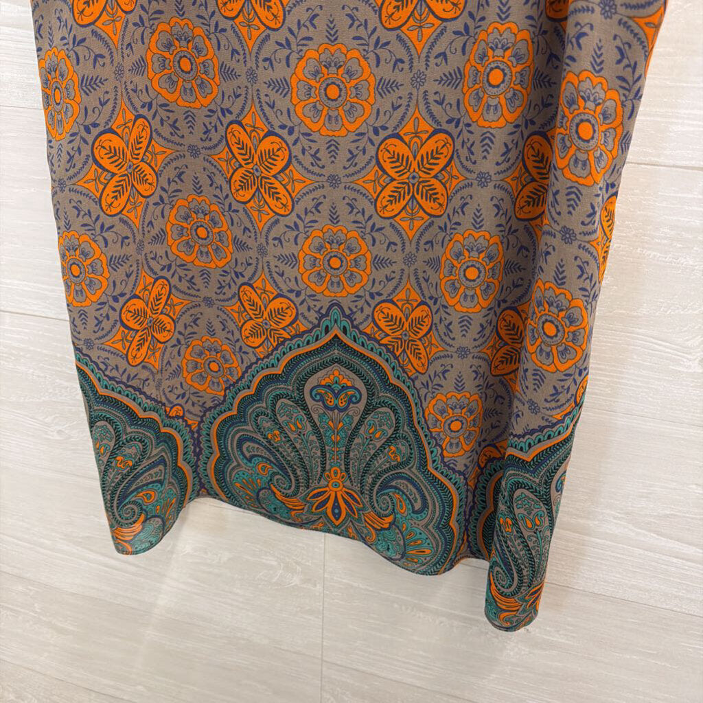 Cabi Grey/ Orange Print Tank Top Large