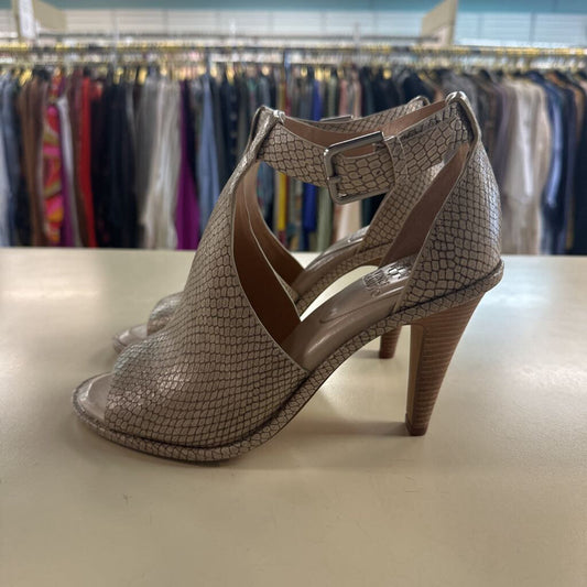 Vince Camuto Cream Snakeskin Frasper Heels 8